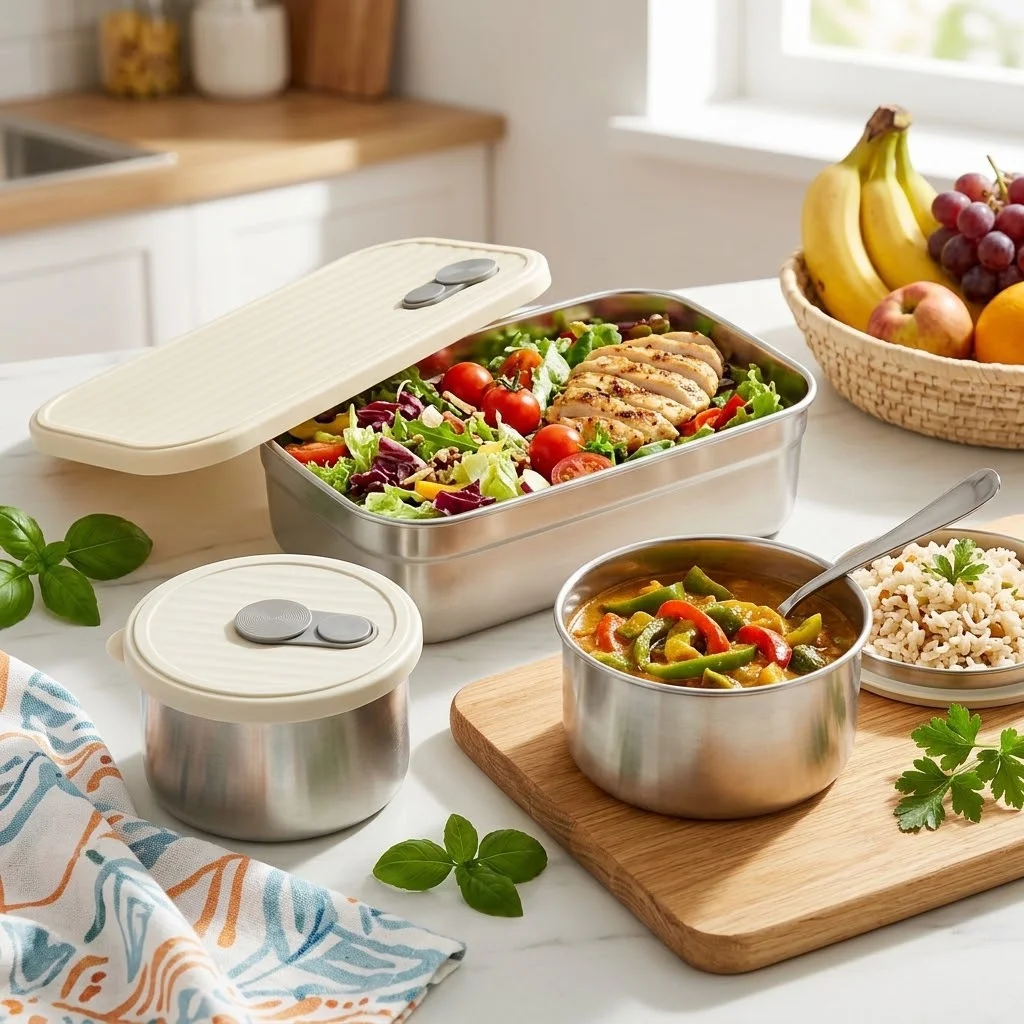 304ステンレス製ランチボックスセット。子供から大人まで使え - Food Storage Oven Safe のレビューと価格
