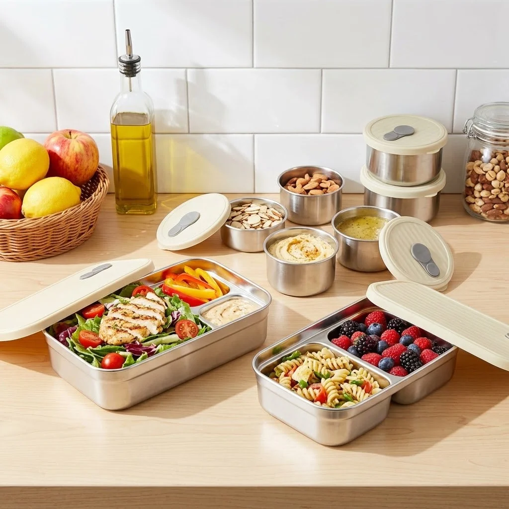 304ステンレス製ランチボックスセット。子供から大人まで使え - Food Storage Oven Safe のレビューと価格