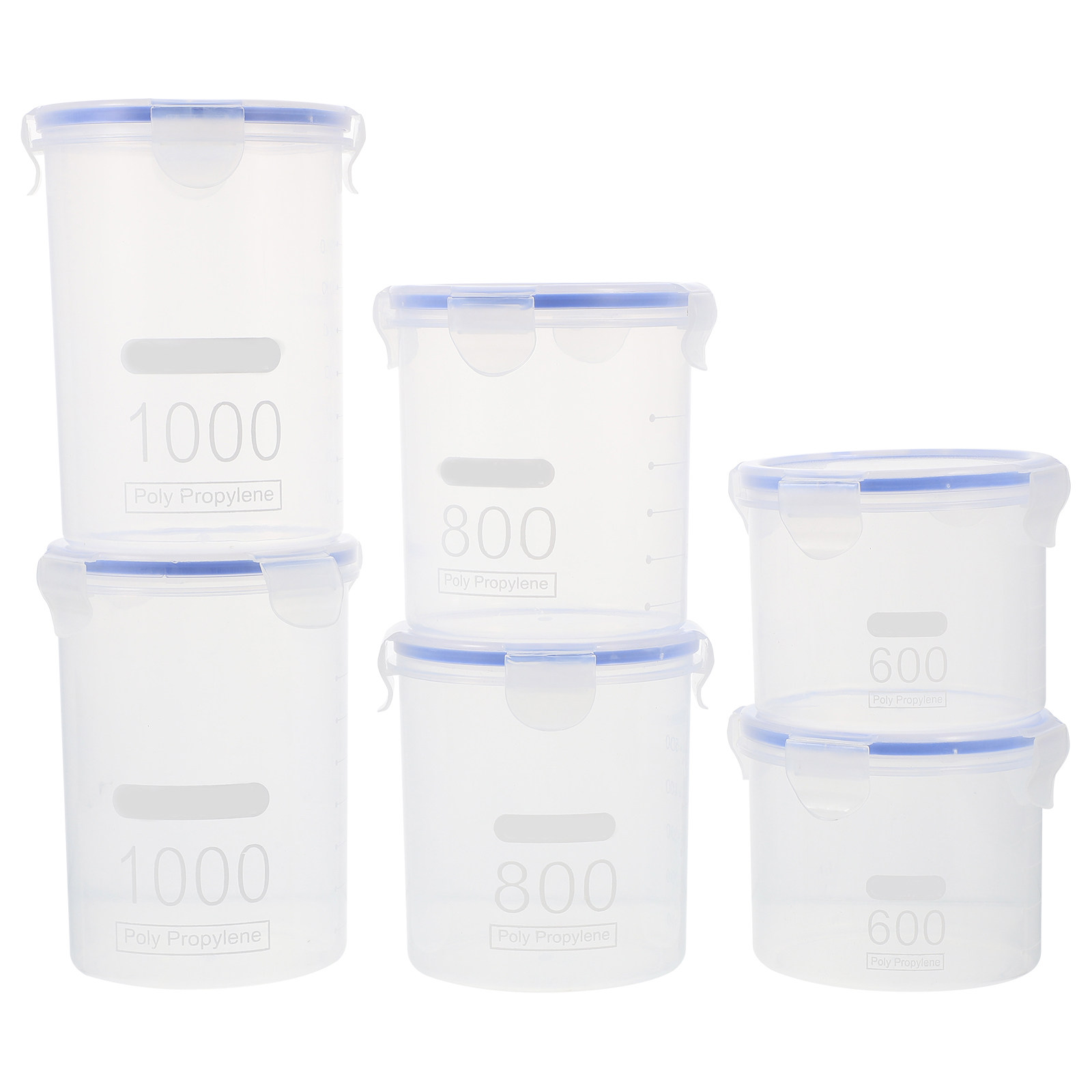 密閉式の食品保存容器6個セット。透明プラスチック製で、穀物や - Food Storage Containers のレビューと価格
