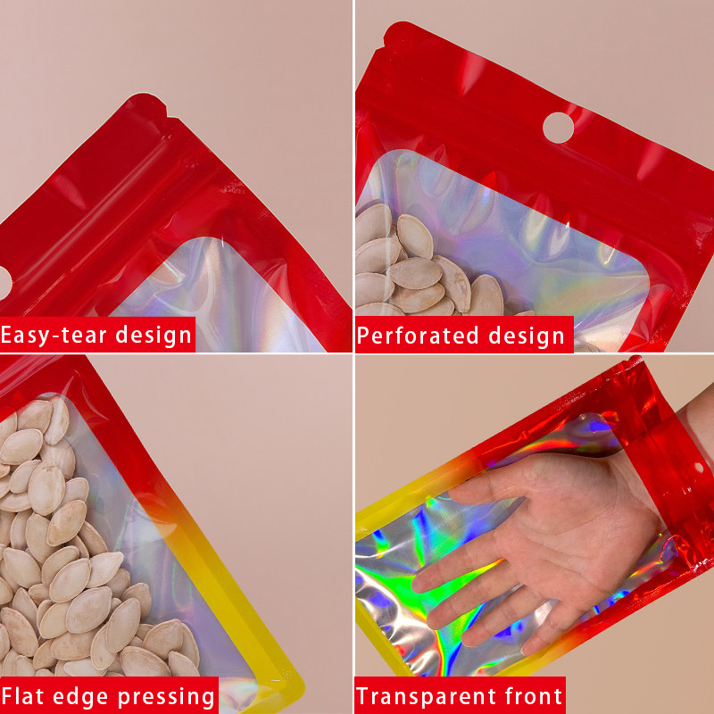 ホログラフィックカラースクエアジッパーバッグ、食品グレードの - Food Storage Bag のレビューと価格
