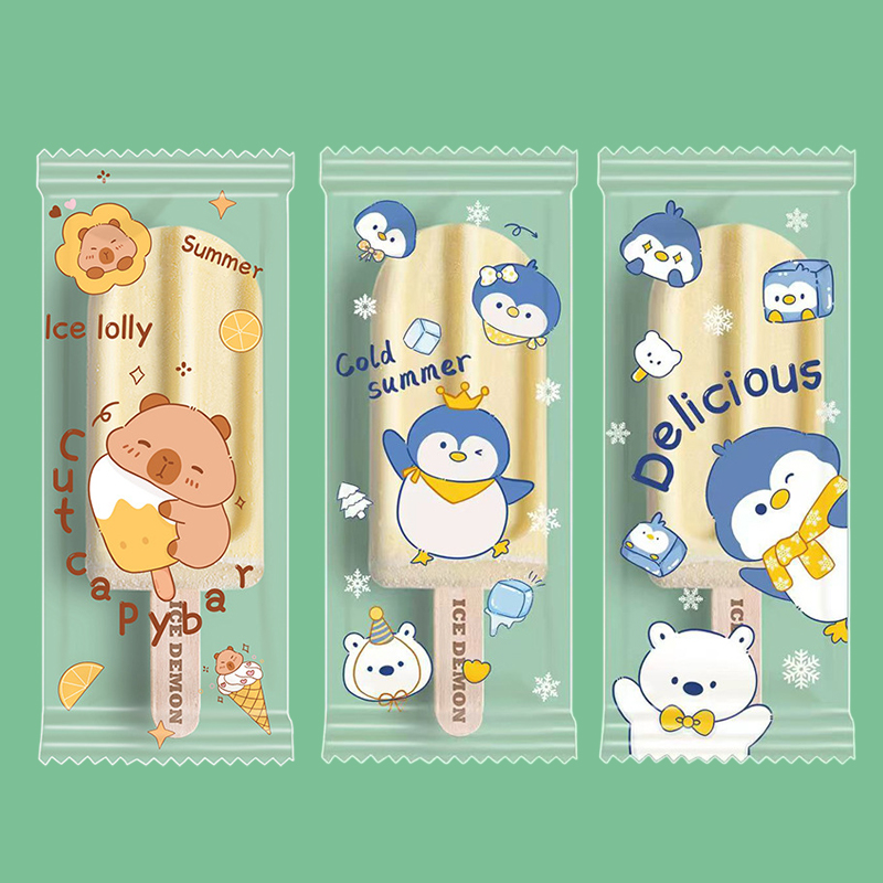 ～100個入り かわいい漫画柄の食品グレードアイスクリーム袋 - Food Storage Bag のレビューと価格