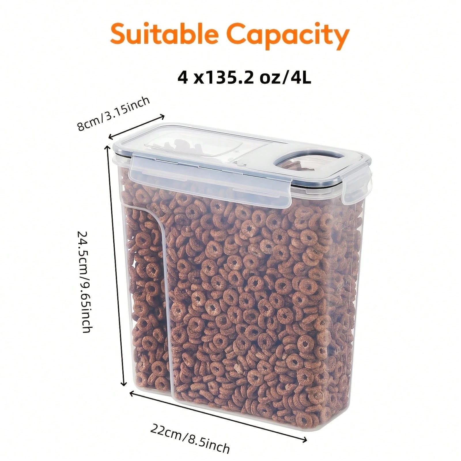 密閉式の食品保存容器（蓋付き）、4個入り。シリアル、乾燥食品 - Food Storage Labels のレビューと価格
