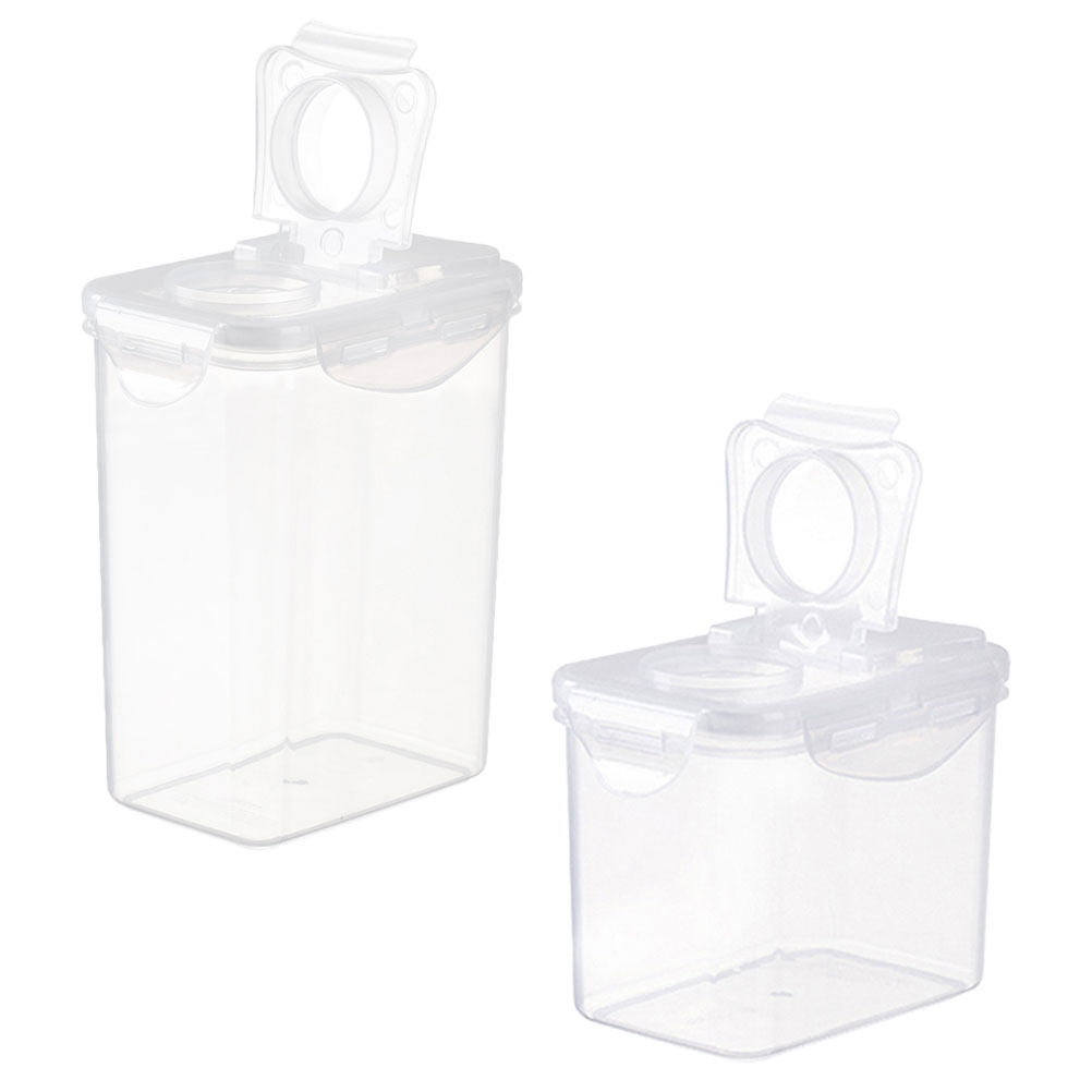 密閉蓋付きの透明なプラスチック製食品保存容器2個セット。キッ - Food Storage Containers のレビューと価格