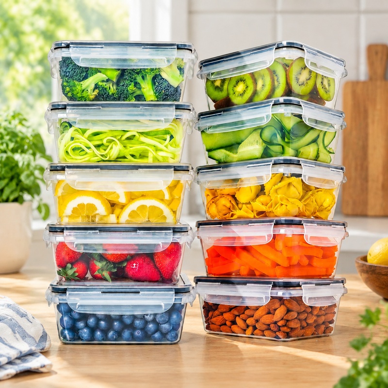 BPAフリーのキッチン用保存容器10個セット。各容器の容量は - Food Storage Labels のレビューと価格