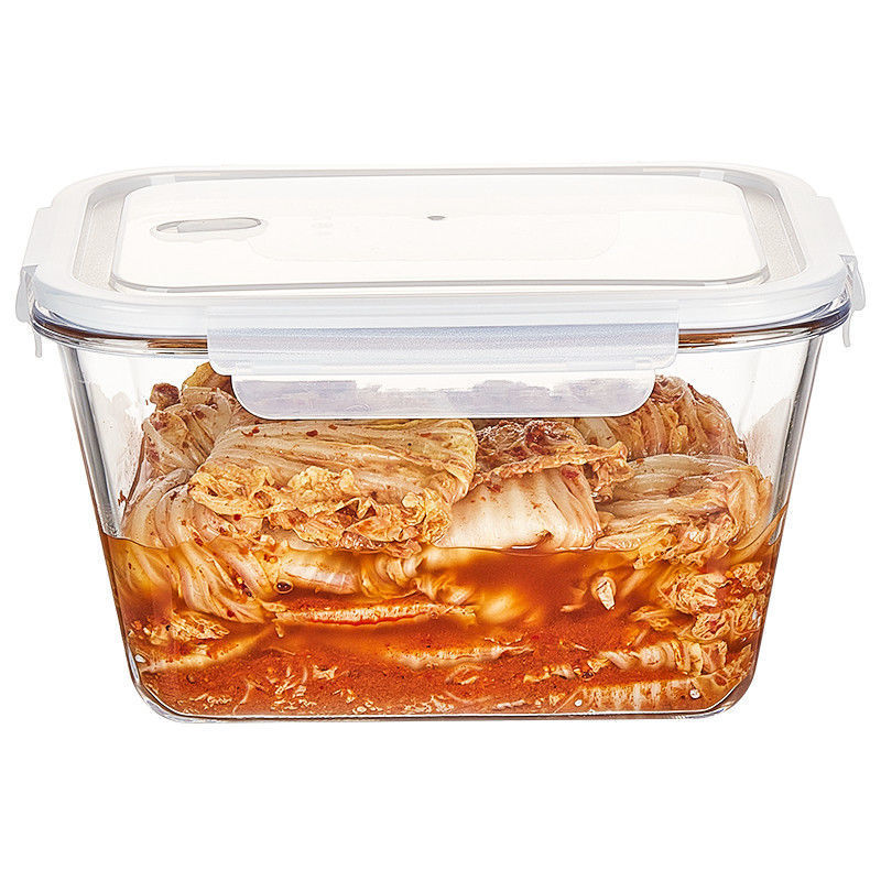 大容量のガラス製食品保存容器。正方形で密閉性が高く、冷蔵庫で - Food Storage Meals のレビューと価格