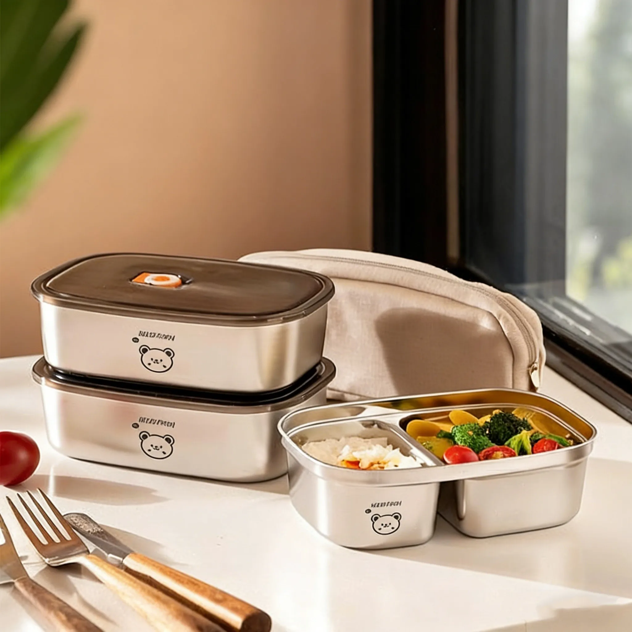 大容量、304ステンレス製、子供や学生向けの弁当箱。電子レン - Food Storage Oven Safe のレビューと価格