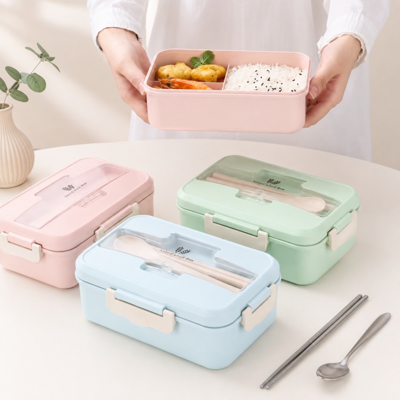 麦わら製ランチボックス、電子レンジ対応、携帯用弁当箱、食器付 - Food Storage Oven Safe のレビューと価格